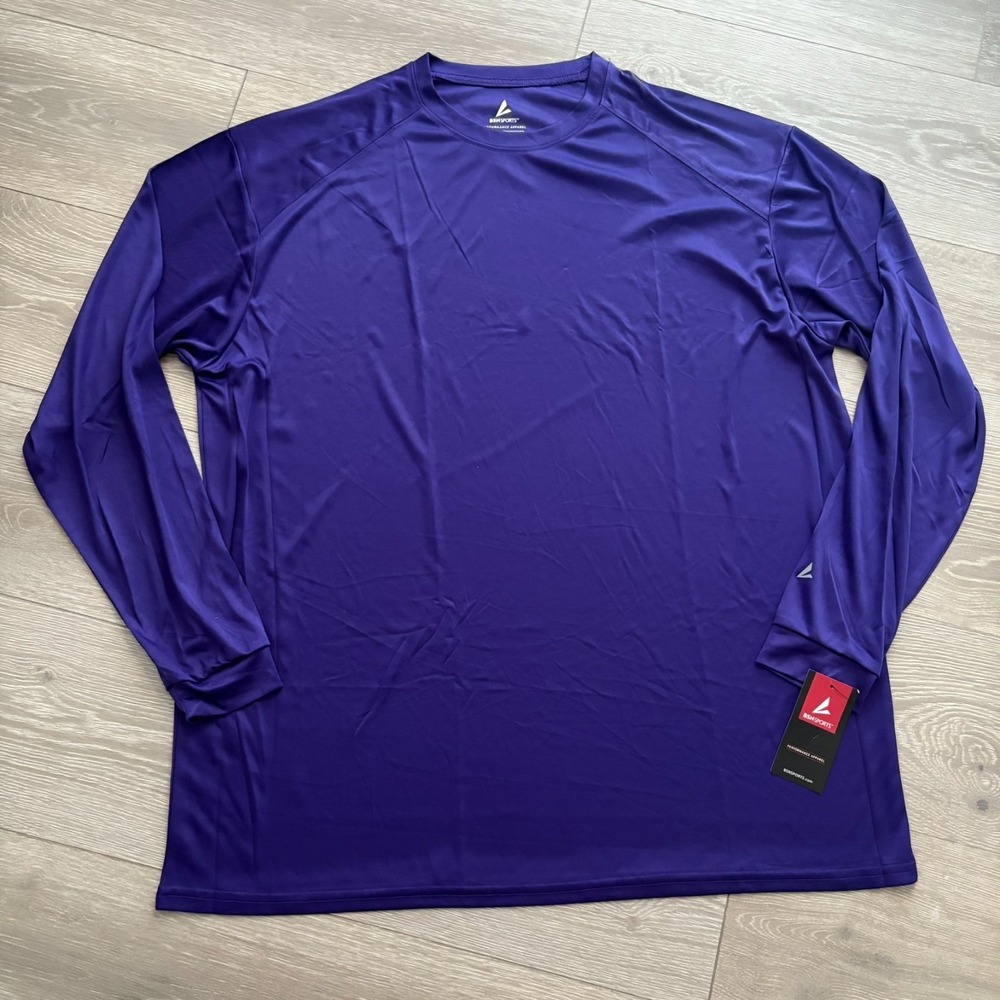 NWT BSN SPORTS Mens Purple Performance Apparel Phenom‎ Long Sleeve T-Shirt 2XL